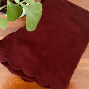 Scalloped Faux Suede Shorts